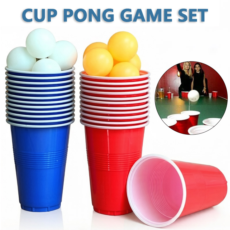 Table Tennis Olympics - Bierpong-spelset & partybekers met pingpongballen, recycleerbare