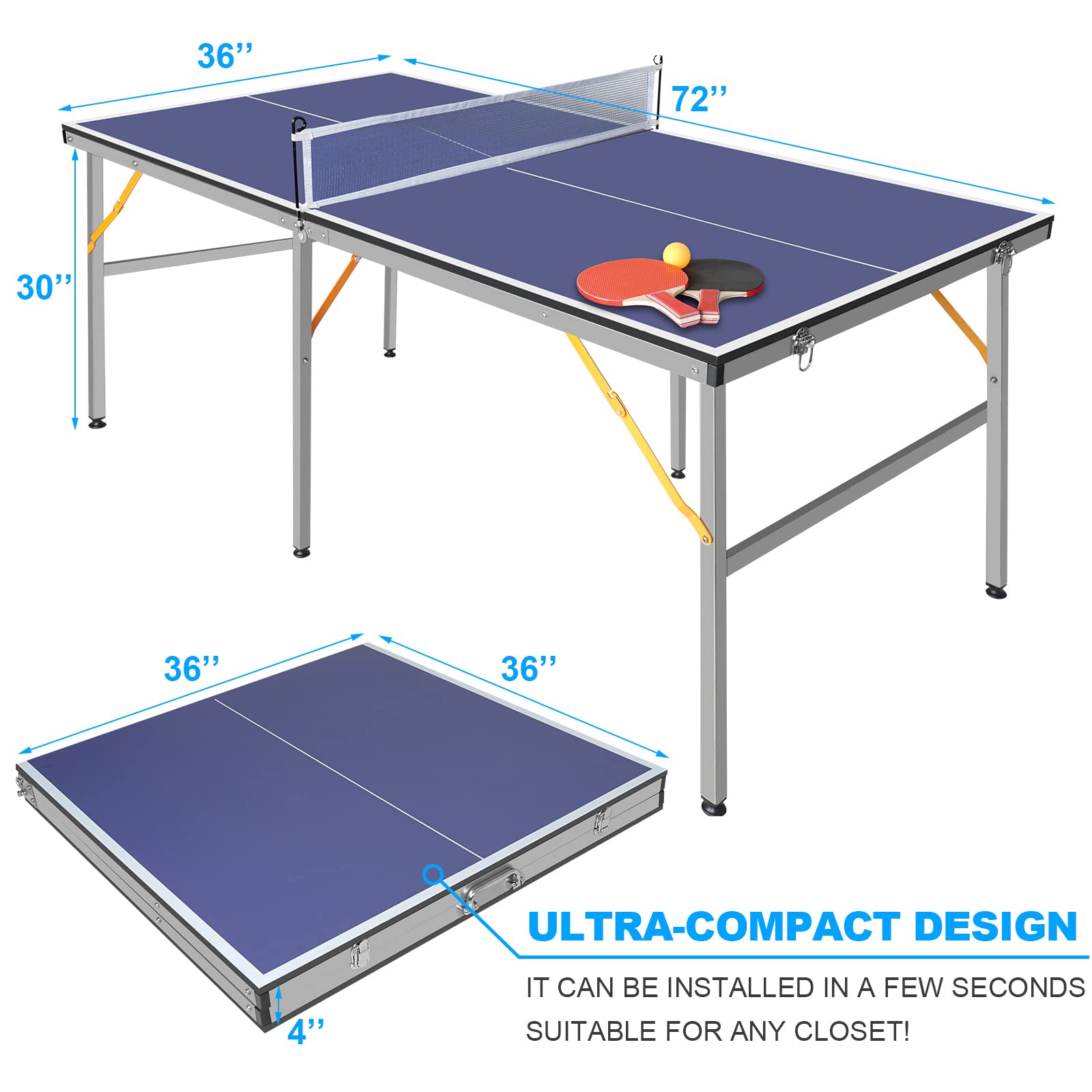 6x3ft Draagbare Tafeltennistaf - Table Tennis Usa Team recensie en prijs