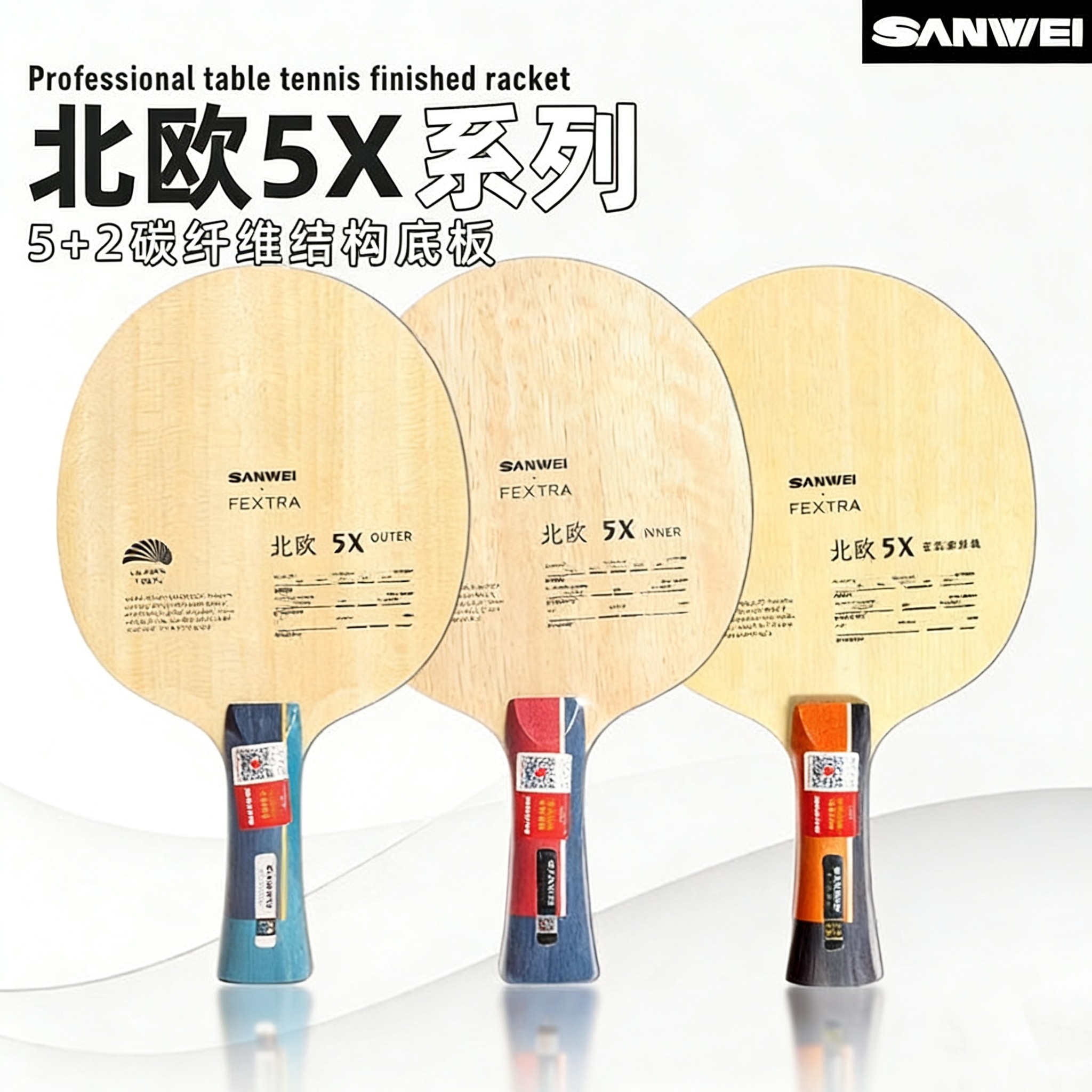 SANWEI FEXTRA 5X Blauw/Geel Ar - Table Tennis Paddles recensie en prijs